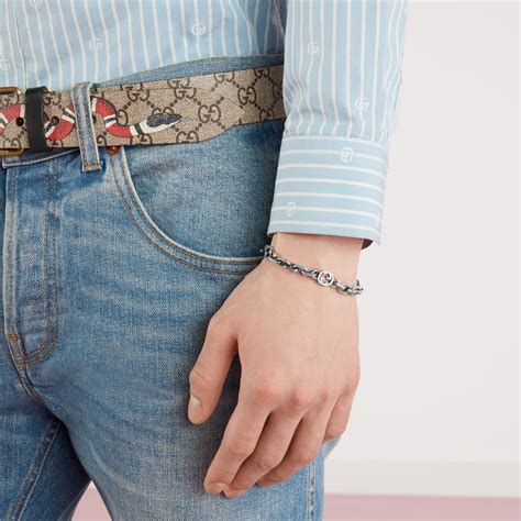 gucci print bracelet|Gucci interlocking silver bracelet.